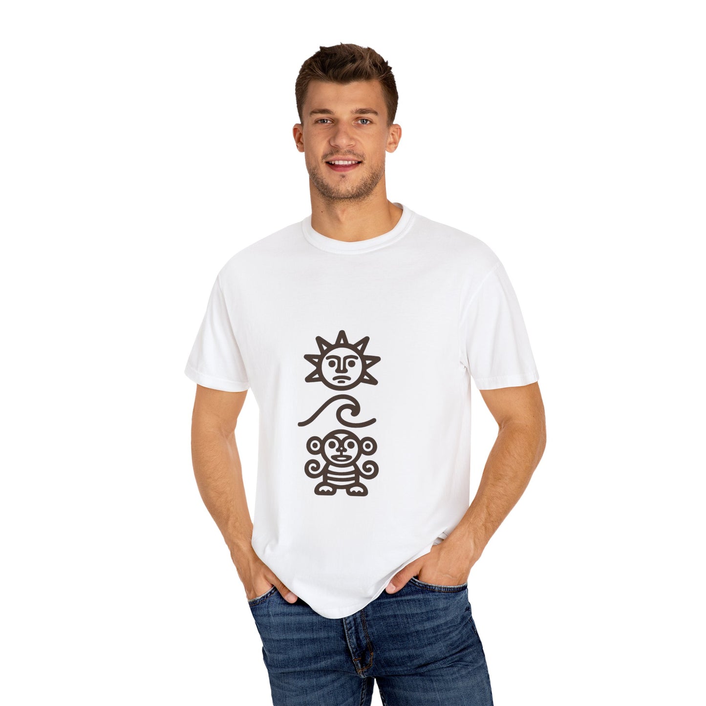 Sun and Monkey Graphic T-Shirt - Unisex Gift, Summer Wear, Eco-Friendly, Casual Tee, Boho Style