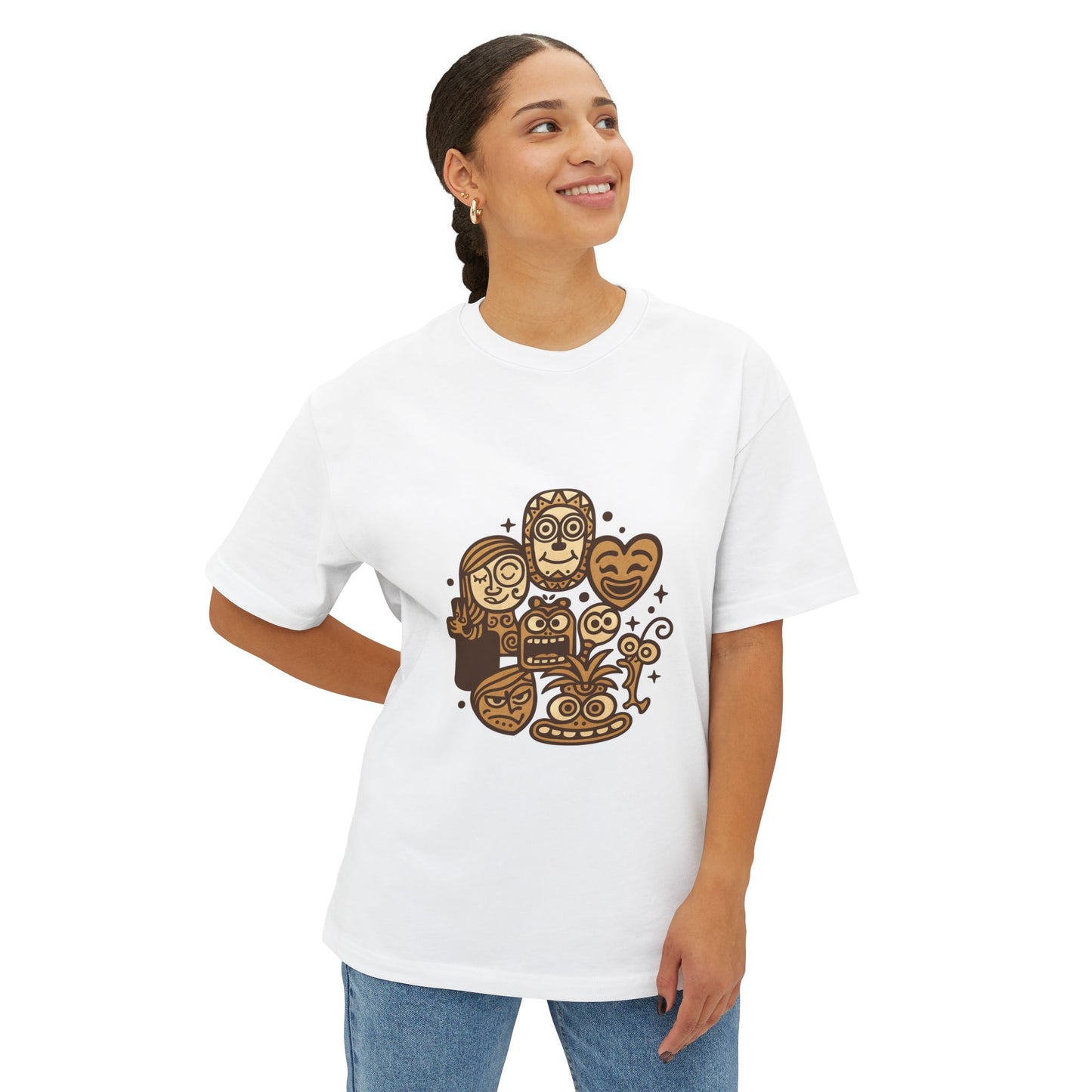 Taino Feels Unisex Oversized Boxy Tee - Fun Graphic T-Shirt, Casual Wear, Relaxed Fit, Unique Gifts, Summer Fashion